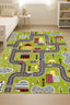 Kinderteppich Stadtplan – Grün – maschinell gewebt, Flor 100 % Polypropylen