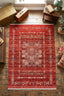 Teppich Afgan Rahmen – Rot – maschinell gewebt, Flor 100 % Polypropylen